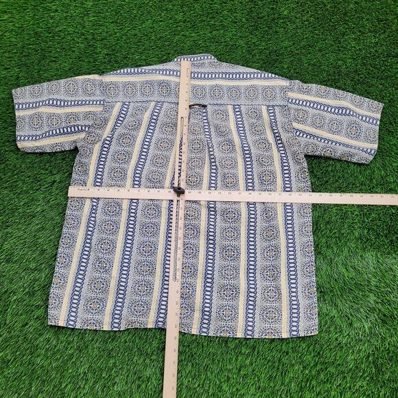 Vintage Baroque Rococo Tile Print Button Shirt M/L 24x28 Oversized Baggy - Picture 5 of 13